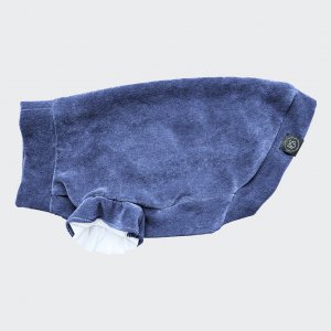 bluza welurowa z falbankami indygo